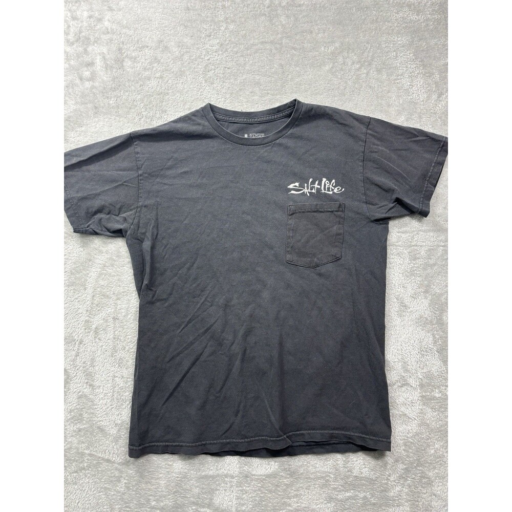 Salt Life Hook Line & Sinker Graphic T-Shirt Black Size M Fishing Ocean Tee